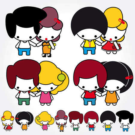 teen couple love vector setのイラスト素材