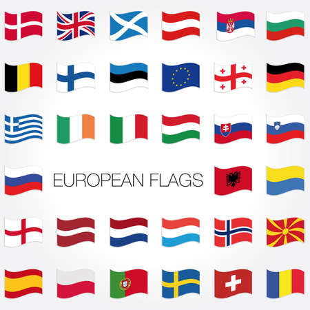Set of flags with waves for your design. Vector illustration.のイラスト素材