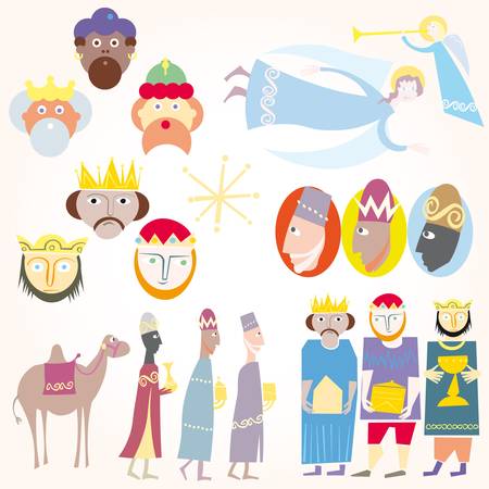 Three Wise men Christmas set.のイラスト素材