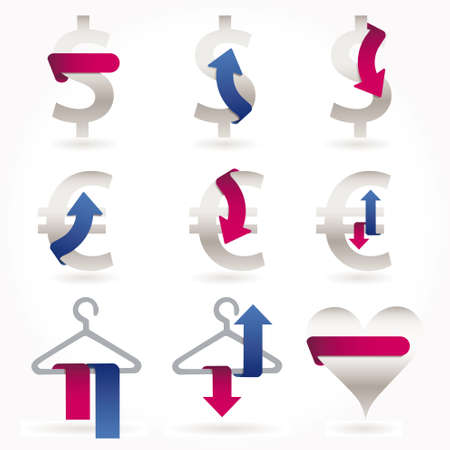 Dollar and euro icon and symbolsのイラスト素材