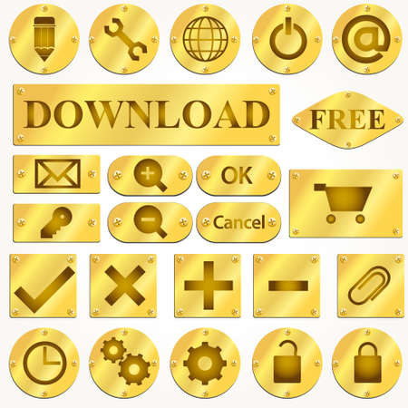 Vector Old plates and signboards with text and symbols webのイラスト素材