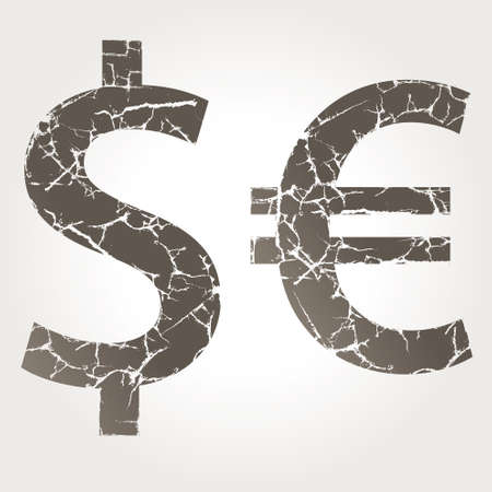 Dollar euro symbol with fissureのイラスト素材
