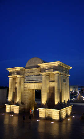 Gate Bridge at night in Cordoba - Spain.のeditorial素材