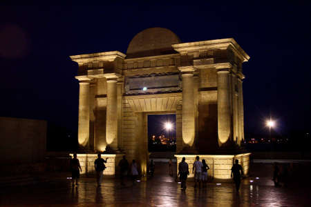 Gate Bridge at night in Cordoba - Spain.のeditorial素材