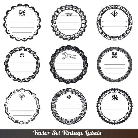 Vector Frame labels Set ornamental vintage decorationのイラスト素材