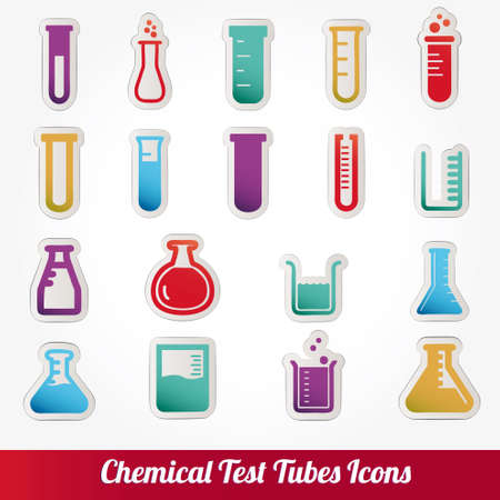 Chemical test tubes icons illustration のイラスト素材
