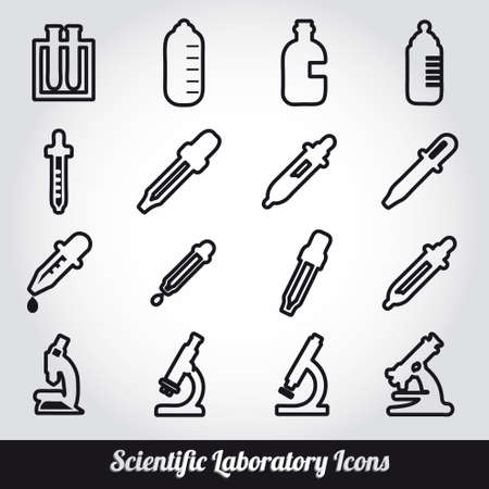 Set of scientific laboratory equipment symbols iconsのイラスト素材