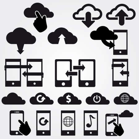 cloud app icon on mobile phone set icons vectorのイラスト素材