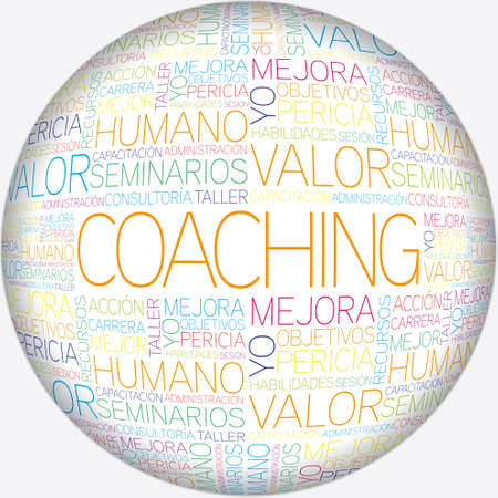 Coaching concept related spanish words in tag cloudのイラスト素材