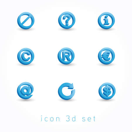 set of icons 3d vector illustration isolated on white backgroundのイラスト素材