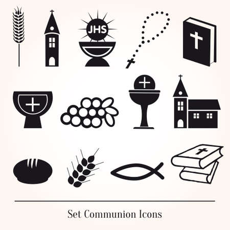Set Illustration of a communion depicting traditional Christianのイラスト素材