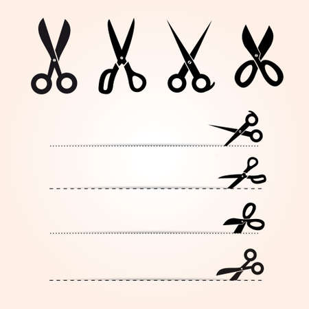 Vector set of cutting scissorsのイラスト素材