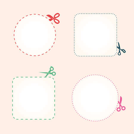 Vector set of cutting scissorsのイラスト素材