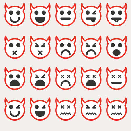 Set of different emoticons のイラスト素材