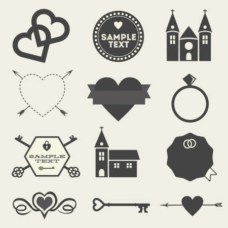 wedding icons setのイラスト素材