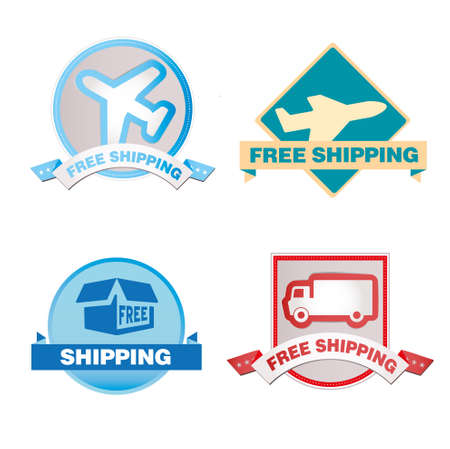 Free Shipping labelsのイラスト素材
