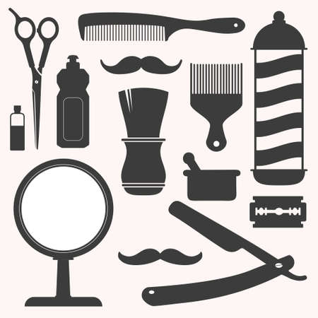 Barber and hairdresser related icons setのイラスト素材