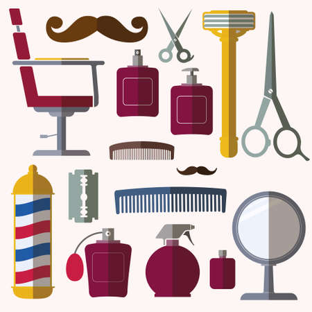 Barber and hairdresser related icons setのイラスト素材