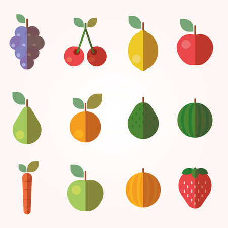 Fruits and Vegetables Iconsのイラスト素材