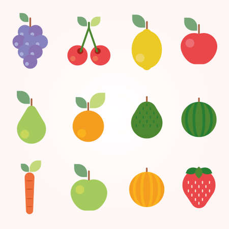 Fruits and Vegetables Iconsのイラスト素材
