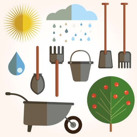 Garden set iconsのイラスト素材