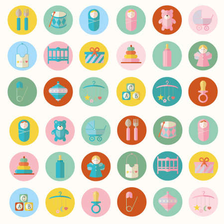 Vector illustration of babies and baby productsのイラスト素材
