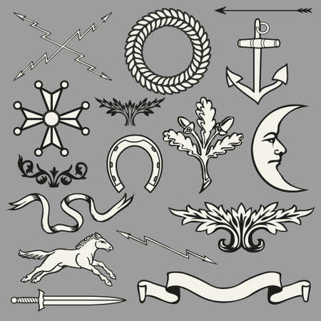Heraldic symbols and elementsのイラスト素材