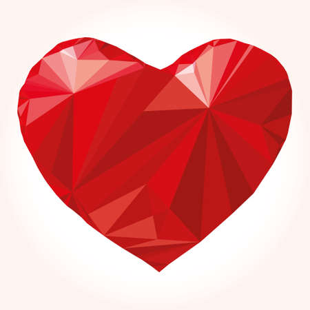 Heart origami. Vector Illustration. Abstract polygonal heart. Love symbol. Low-poly colorful style. Romantic background for Valentines day.のイラスト素材