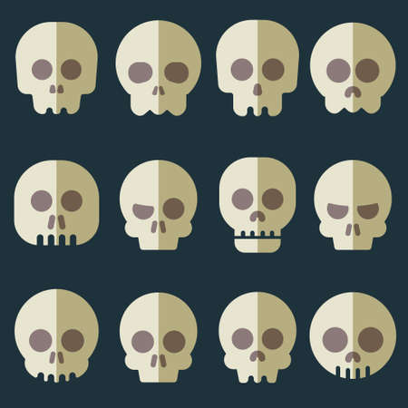 Cartoon skull vector icon setのイラスト素材