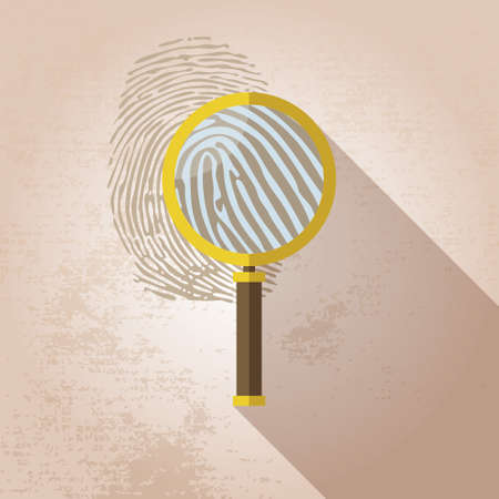 Magnifying Glass and Fingerprintのイラスト素材