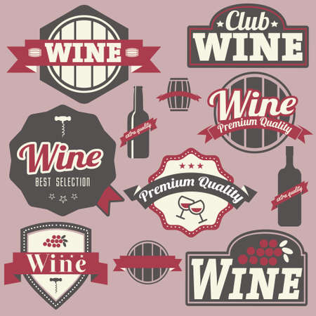 Wine labels and icons collectionのイラスト素材