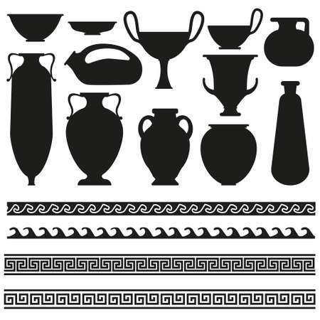 Ancient greek vase with geometric ornament for your designsのイラスト素材