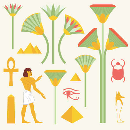 Egyptian symbols and signsのイラスト素材