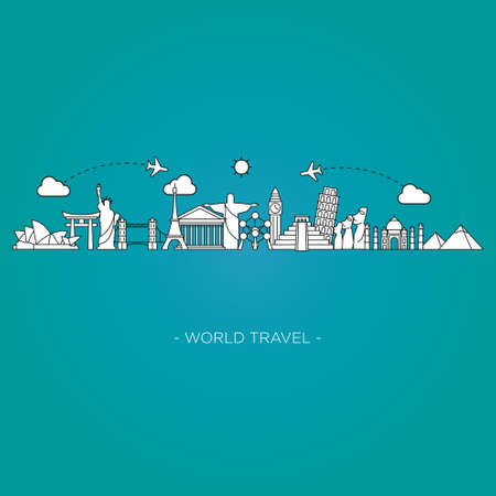 Travel and tourism skyline line style. vector illustrationのイラスト素材