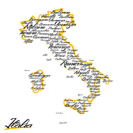 Italy map with city namesのイラスト素材