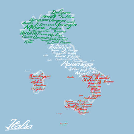 Italy map with city namesのイラスト素材