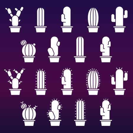 Abstract cactus collection in illustrationのイラスト素材