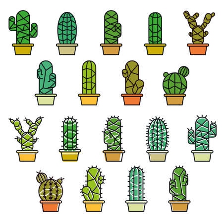 Cactus collection in illustrationのイラスト素材