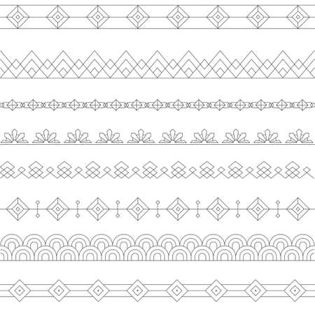 Art Deco Borders Line Style Linear and Geometric Design -variable line-のイラスト素材