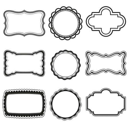 Frame vintage labels ornamental decoration in September isolated on whiteのイラスト素材