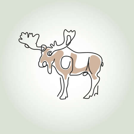 Moose in minimal style vector lineのイラスト素材