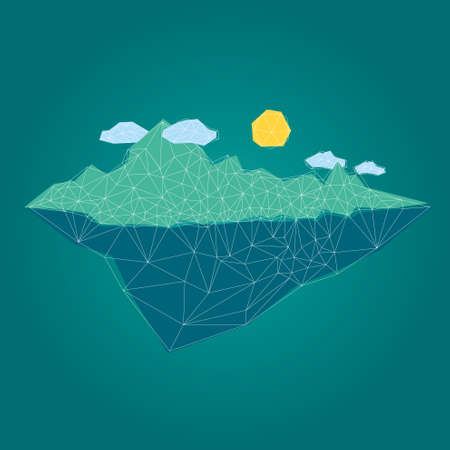 Island with mountain low poly style illustration vectorのイラスト素材
