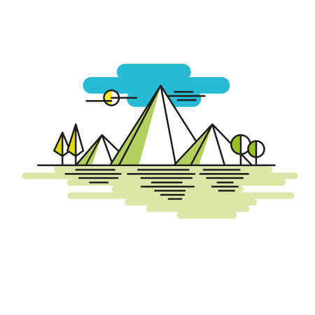 Line illustration in color linear mountainsのイラスト素材