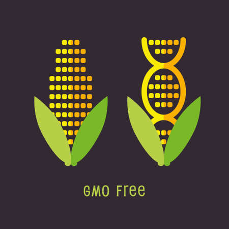 Genetically Modified Organisms GMO FREE emblem symbol icon vector illustrationのイラスト素材