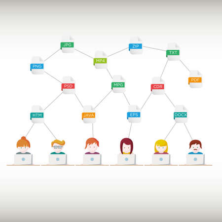 File extensions illustration people with computersのイラスト素材
