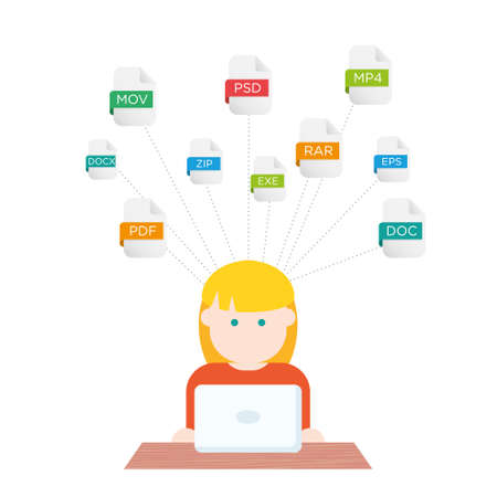 File extensions illustration people with computersのイラスト素材