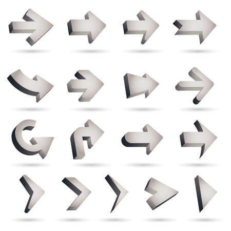 set of icons pointer arrows 3d vector illustration isolated on white backgroundのイラスト素材