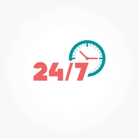 Open 24 hours day and 7 days week iconのイラスト素材
