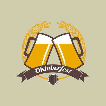Oktoberfest beer festival celebrations label retro style badge Vector illustrationのイラスト素材