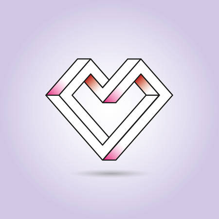 Heart abstract geometric impossible shapes.Valentine's Day. vector illustrationのイラスト素材